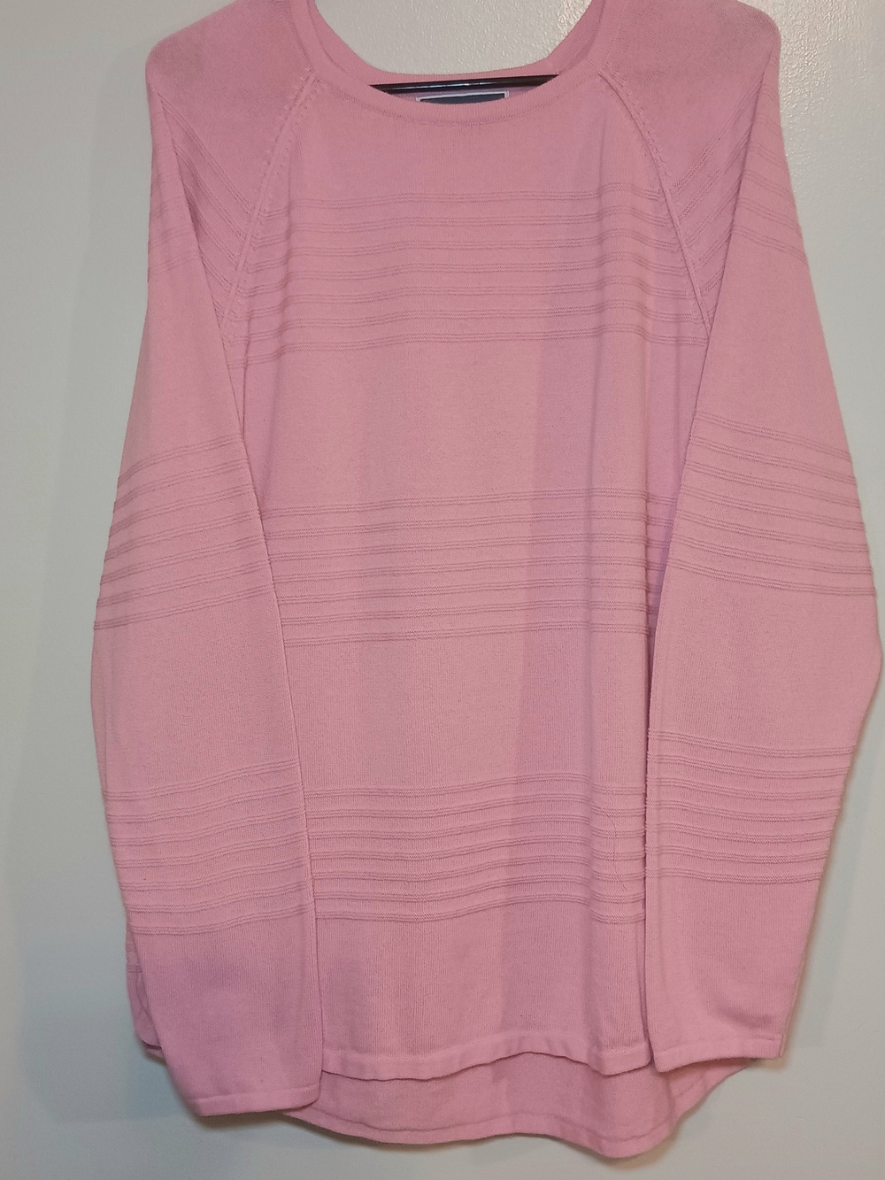100% Cotten Karen Scott Soft Pink Long Sleeve Knit Top
